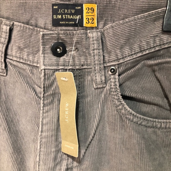 J. Crew Slim Straight Corduroy Grey Pants Men's Style 29104 NWT - Picture 4 of 8